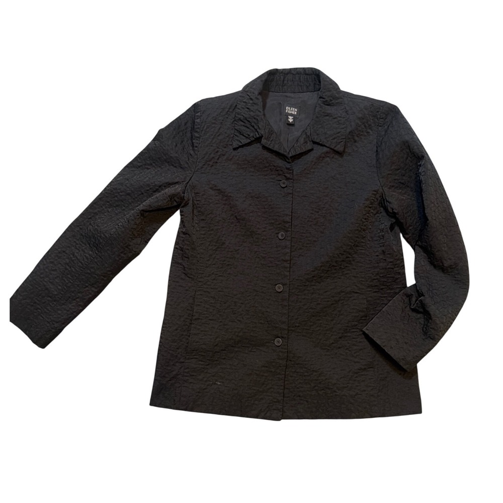 Eileen Fisher Heavy Texured Cotton Blend Jacket/Blazer W/Pockets Lined Sm